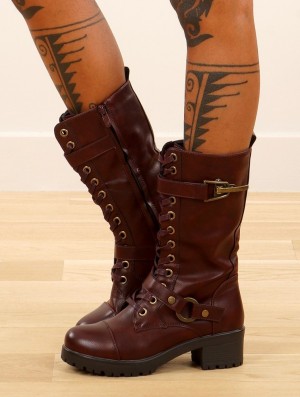 Dámské Boty Toonzshop Dezba High Boots Auburn and old brass details | 8150FWPQL