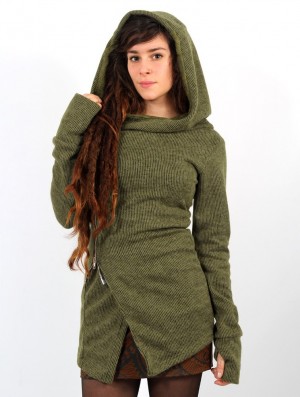Dámské Bundy Toonzshop Akriti Crossed Hooded Jacket With Zipper Zelene | 9273RDQAG