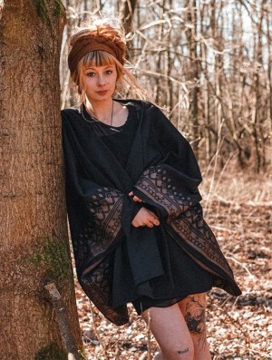 Dámské Bundy Toonzshop Melian Kimono Jacket Černé | 1689NVSIB