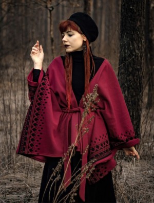 Dámské Bundy Toonzshop Melian Kimono Jacket Wine | 2538FNJAU