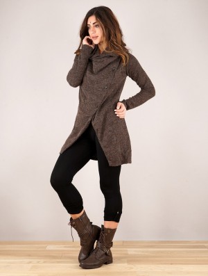 Dámské Bundy Toonzshop Panimya Large Collar Crossed Front Jacket Hnědé | 9173YISAT