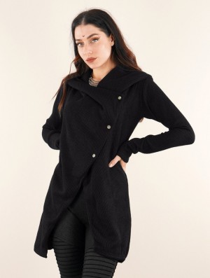 Dámské Bundy Toonzshop Panimya Large Collar Crossed Front Jacket Černé | 1635XPYVL