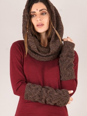 Dámské Fingerless gloves-legwarmers Toonzshop Yüm Crochet Arm Warmers Hnědé | 1792ICROH