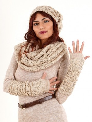 Dámské Fingerless gloves-legwarmers Toonzshop Yüm Crochet Arm Warmers Béžový | 8972XCBVJ