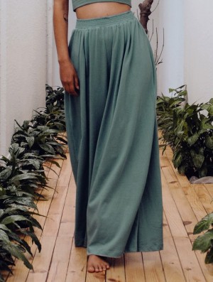 Dámské Kalhoty Toonzshop Booh Flared Loose Pants Zelene | 0245AVCFE