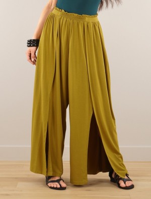 Dámské Kalhoty Toonzshop Félise Split Loose Pants Goldengreen | 4860UJIWL