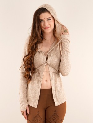 Dámské Kardigan Toonzshop Awenäe Hooded Cardigan With Front Lacing Béžový | 7435WXAFL