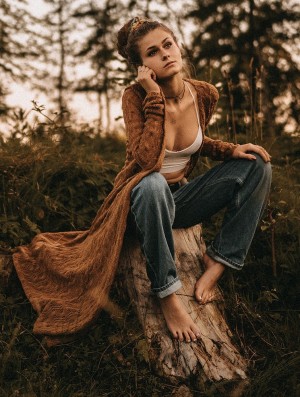 Dámské Kardigan Toonzshop Boheme Crochet Long Cardigan Rusty | 7305GETRX