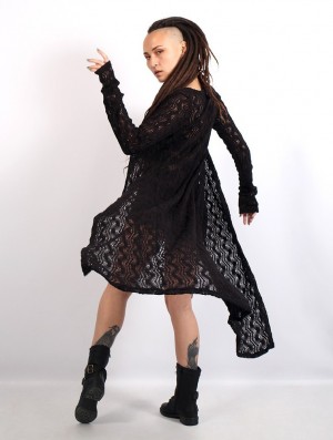 Dámské Kardigan Toonzshop Boheme Crochet Long Cardigan Černé | 6082QHMYU