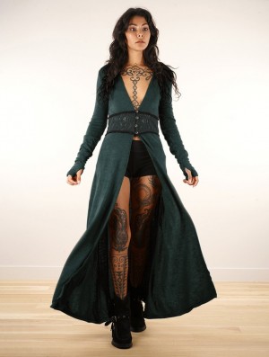 Dámské Kardigan Toonzshop Boho Maxi Cardigan With Crochet Detail Tealblue | 3789YAIXF