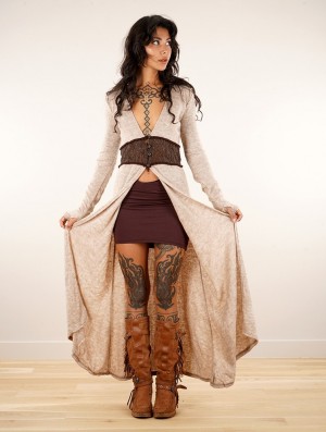 Dámské Kardigan Toonzshop Boho Maxi Cardigan With Crochet Detail Béžový | 8954BDQLC
