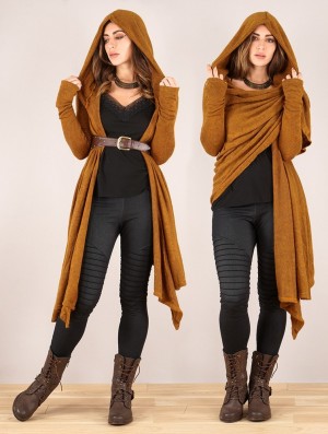 Dámské Kardigan Toonzshop Danaeriz Long Sleeve Hooded Shawl Cardigan Rusty | 5367GIDQY