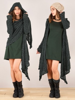 Dámské Kardigan Toonzshop Danaeriz Long Sleeve Hooded Crochet Shawl Cardigan Šedé | 4056GAYBP