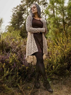 Dámské Kardigan Toonzshop Kalyäa Crochet Cardigan Béžový | 0894RUYJO