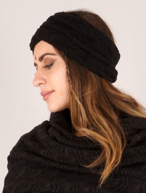 Dámské Klobouky Toonzshop Aikköo Crochet Headband Černé | 1548MWEHP
