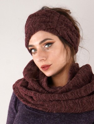 Dámské Klobouky Toonzshop Aikköo Crochet Headband Wine | 3574HSCBM