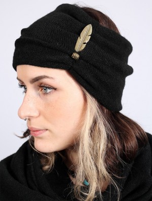 Dámské Klobouky Toonzshop Aikköoz Feathered Headband Černé | 1268GMUKW