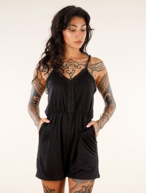 Dámské Kombinéza Toonzshop Enetari Strappy Playsuit With Crochet Details Černé | 5923ZTGJR