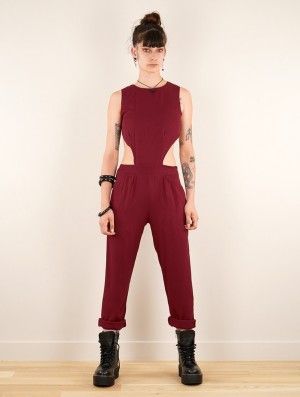 Dámské Kombinéza Toonzshop Minyar Bare Back Strappy Jumpsuit Wine | 6845UNRPW