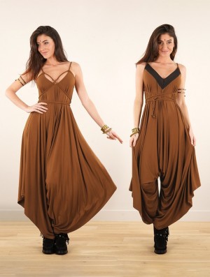 Dámské Kombinéza Toonzshop Topäaz Loose And Reversible Strappy Jumpsuit Caramel | 3870MBKUS