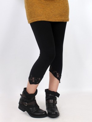 Dámské Legíny Toonzshop Lï-kaz Short Pointy Leggings With Lace Černé | 0213EQUXR