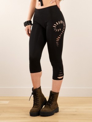 Dámské Legíny Toonzshop Niram Cut-out 3/4 Leggings Černé | 1607GNBHF