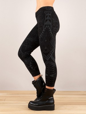 Dámské Legíny Toonzshop Rinji Africa Printed ¾ Legging Černé | 0756OKFMX