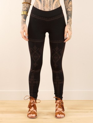 Dámské Legíny Toonzshop Rinji Thiziri Printed Long Leggings Černé | 5097SALMQ