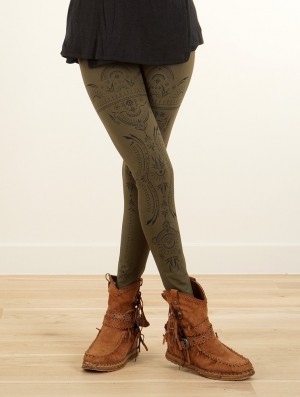 Dámské Legíny Toonzshop Rinji Zohraa Printed Long Leggings Olivy Zelené Zelene | 3512KVTAM