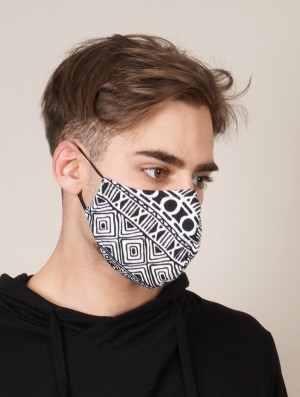 Dámské Mask & Facewear Toonzshop Face Mask With Ethnic Prints Černé Bílé | 8629SIGBW
