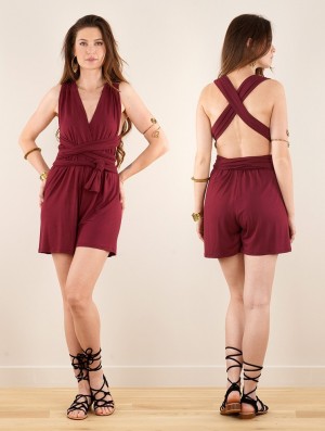 Dámské Playsuit Toonzshop Wakiza Short Infinity Playsuit Wine | 3056WCNJF