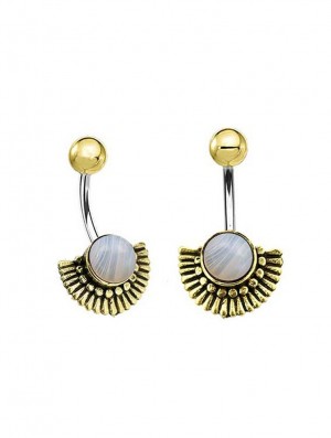 Dámské Podprsenky Toonzshop Aylin Botswana Agate Golden Brass Belly Piercing | 0851VPBHX