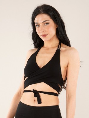 Dámské Podprsenky Toonzshop Nahri Crop Top Bra With Deep Halter Neckline Černé | 6712EZIVW