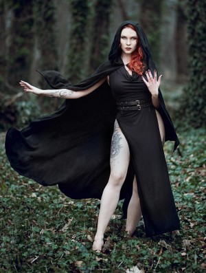 Dámské Ponča Toonzshop Danäa Hooded Long Cape Černé | 0725OTLSV