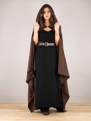 Dámské Ponča Toonzshop Danäa Hooded Long Cape Hnědé | 9201KXLZJ