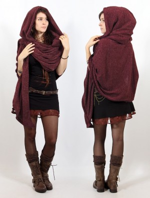 Dámské Ponča Toonzshop Danae Hooded Cape Mottled wine | 5340XRBSH