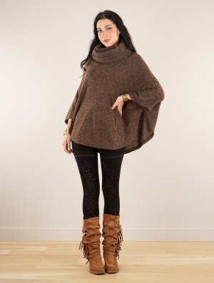 Dámské Ponča Toonzshop Taraka Poncho Hnědé | 9237IJUTB