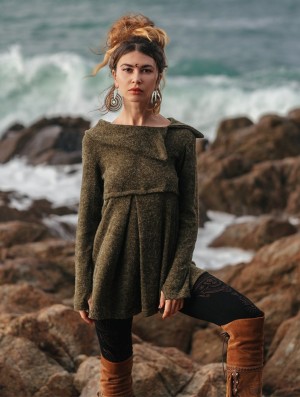 Dámské Pulovr Toonzshop Ekantika Tunic Pullover Zelene | 8716RCEJU