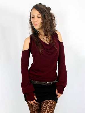Dámské Pulovr Toonzshop Elixir Bare Shoulder Pullover Wine | 7928MBDFU