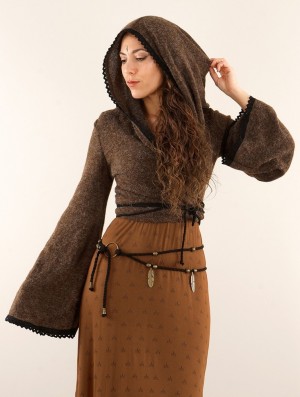 Dámské Pulovr Toonzshop Luna Moth Wrap-over Pullover Bolero Hnědé | 3297KTLSP