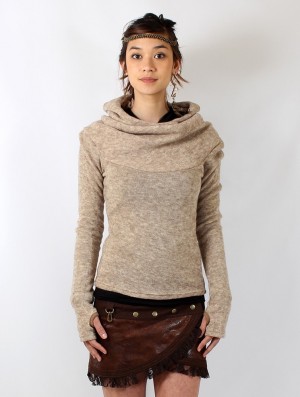 Dámské Pulovr Toonzshop Sadiva Hooded Pullover Béžový | 4230MLDUT