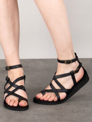 Dámské Sandály Toonzshop Nayru Gladiator Sandals Černé | 0768JHFIO