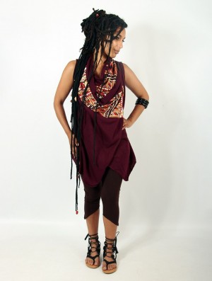 Dámské Shawl Toonzshop Witch Sleeveless Shawl "Ayakii" Wine | 4607BIUTM