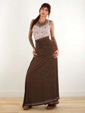 Dámské Sukně Toonzshop Eressea Anazraa Printed Long Skirt Hnědé | 8619FPOGT