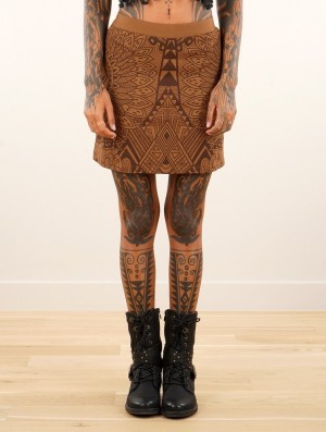 Dámské Sukně Toonzshop Minthara Africa Printed Mini Skirt Caramel | 2631PXACQ