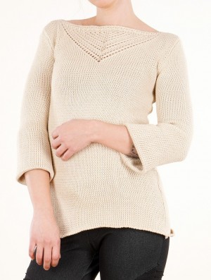 Dámské Svetr Toonzshop Endariadef Open Work Boat Neck Knit Sweater Béžový | 4256TFCWH