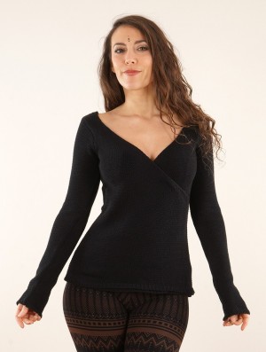 Dámské Svetr Toonzshop Endarial Reversible Open Work Knit Sweater Černé | 3762ESKJA