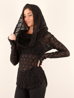 Dámské Svetr Toonzshop Hookäa Crochet Sweater Černé | 3708MLEDY
