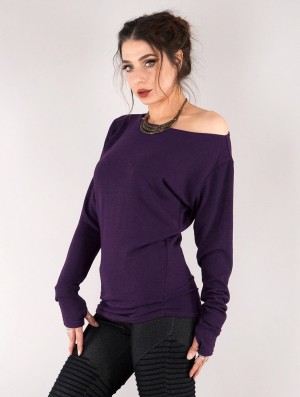 Dámské Svetr Toonzshop Kayäaz Batwing Sleeve Sweater Fialové | 7603MNGZH