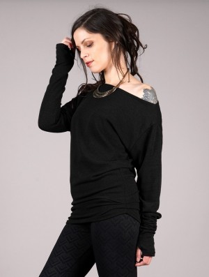Dámské Svetr Toonzshop Kayäaz Batwing Sleeve Sweater Černé | 5984MPDHW